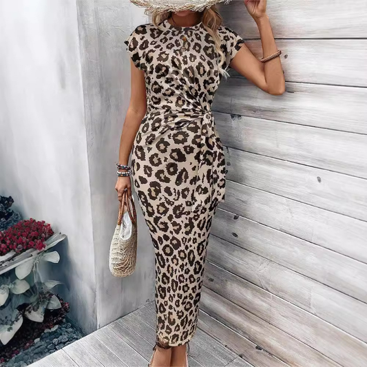Amara™ Dames Midi-jurk met Luipaardprint
