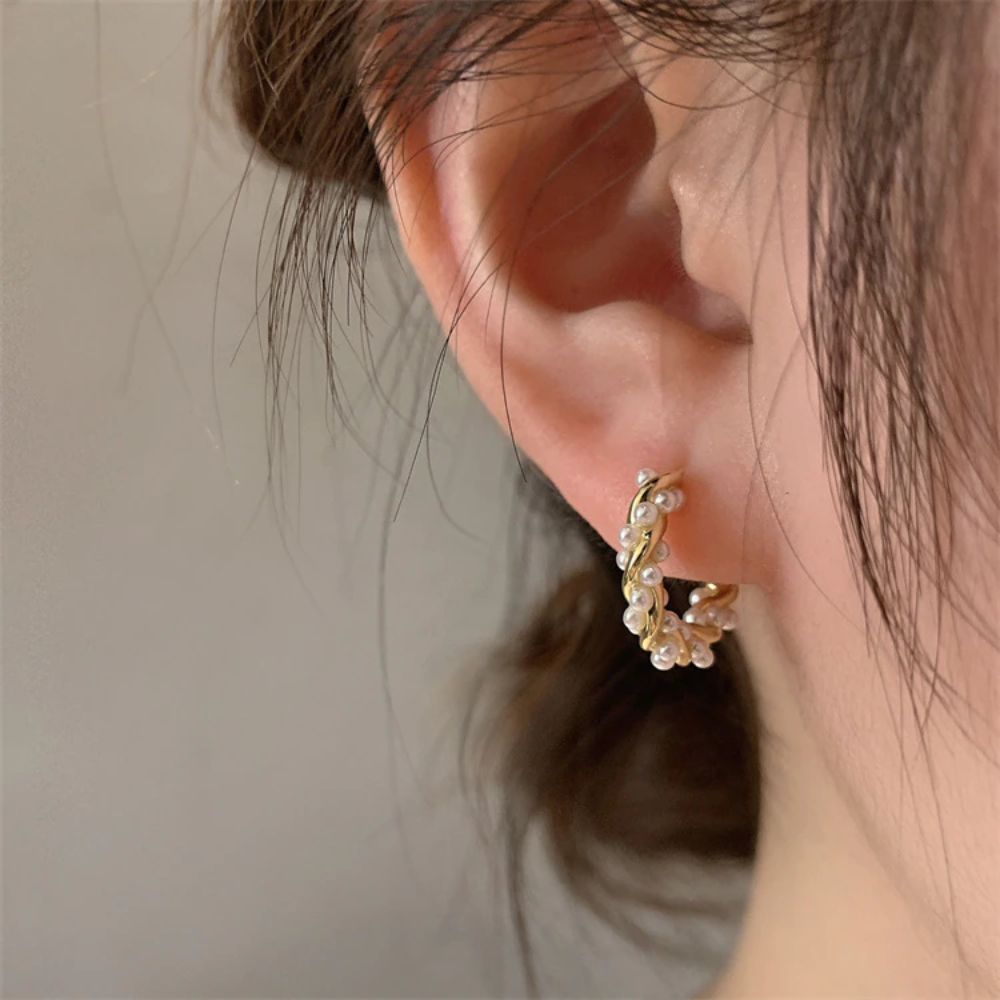 Jewelance™ Gedraaide Parel Hoepeloorbellen