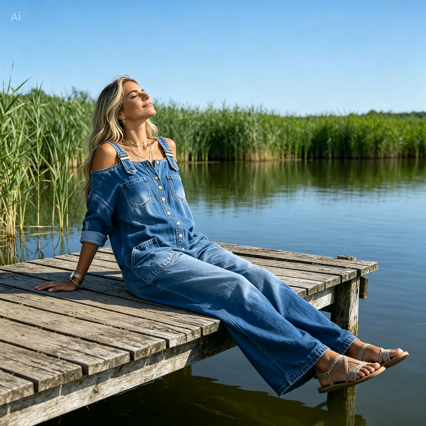 Amara™ Klassieke Losse Denim Jumpsuit
