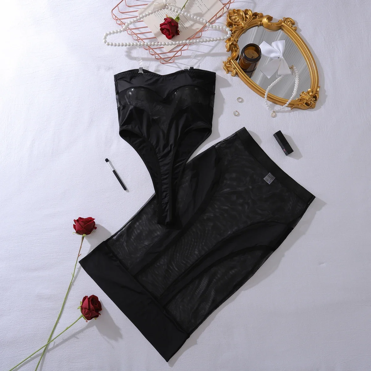 Amara™ Elegante Mesh Midi-jurk
