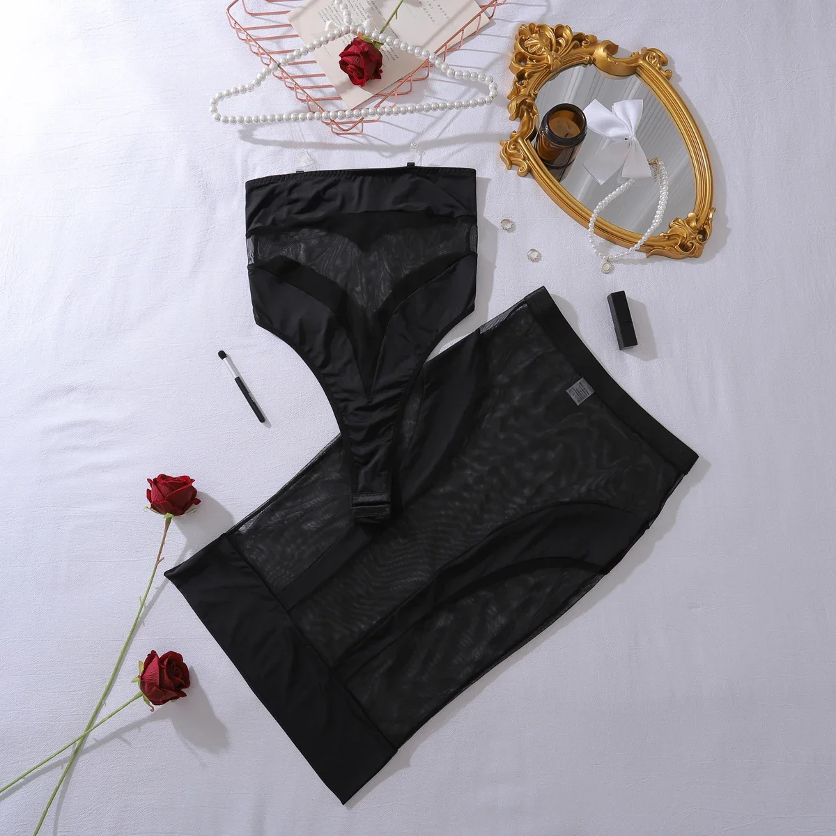Amara™ Elegante Mesh Midi-jurk