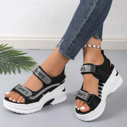 Glitter Plateau Sandalen – Comfortabele Dames Sandalen
