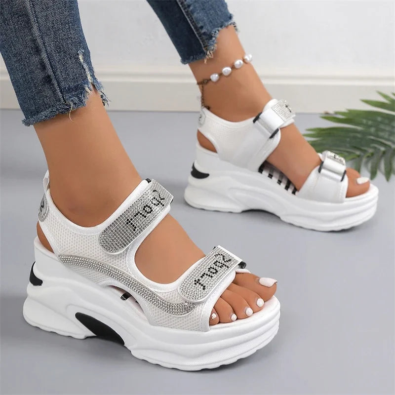 Glitter Plateau Sandalen – Comfortabele Dames Sandalen