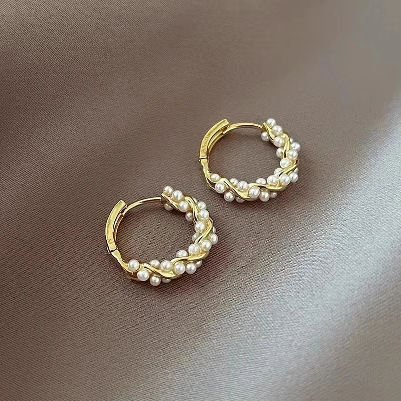 Jewelance™ Gedraaide Parel Hoepeloorbellen