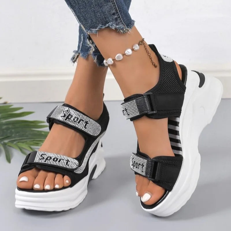 Glitter Plateau Sandalen – Comfortabele Dames Sandalen
