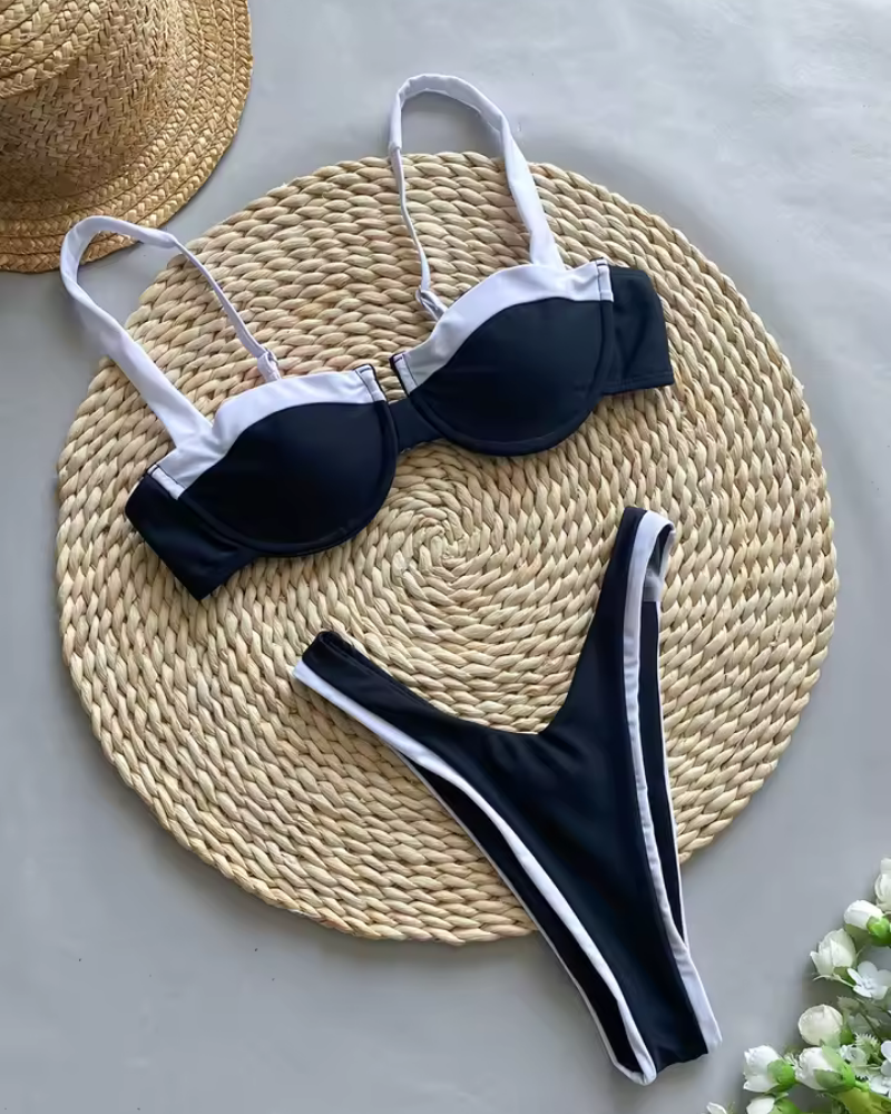 Colorblock Bikini – V-Hals Zwembikini