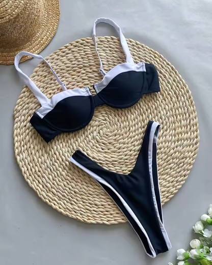 Colorblock Bikini – V-Hals Zwembikini