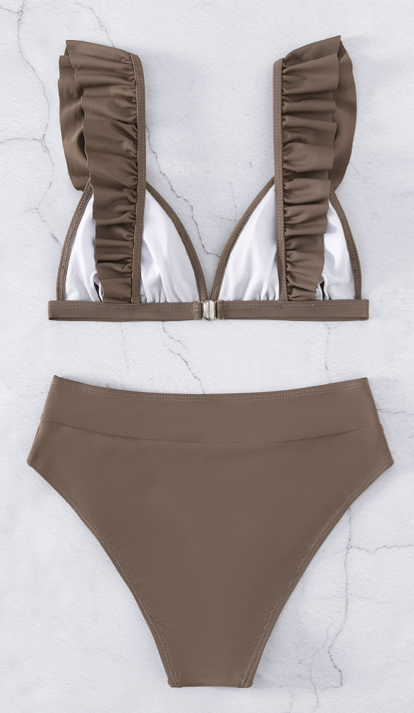 Hoge Taille Ruffle Bikini – Halter Zwembikini