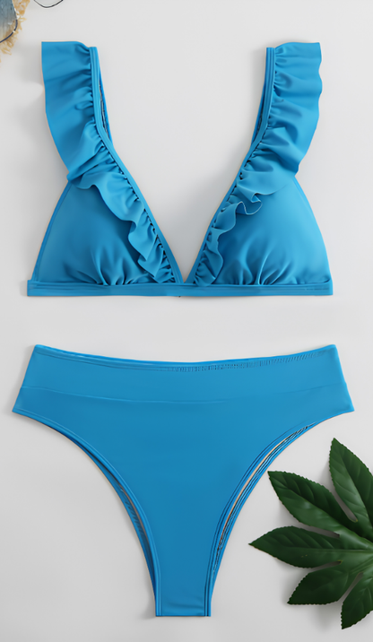 Hoge Taille Ruffle Bikini – Halter Zwembikini