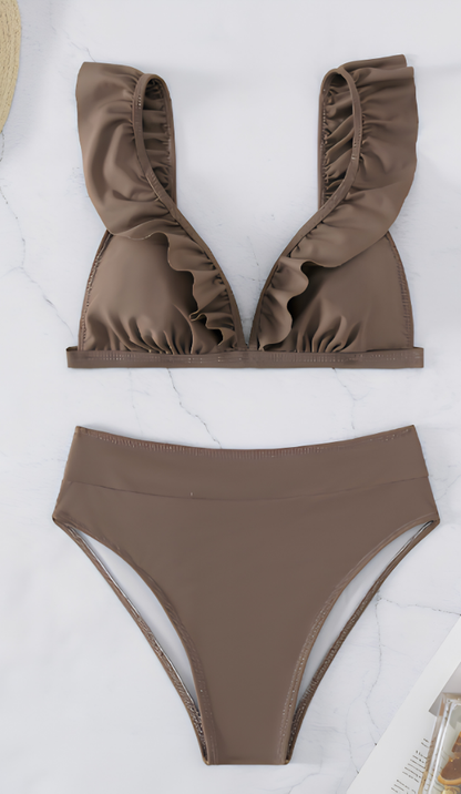 Hoge Taille Ruffle Bikini – Halter Zwembikini