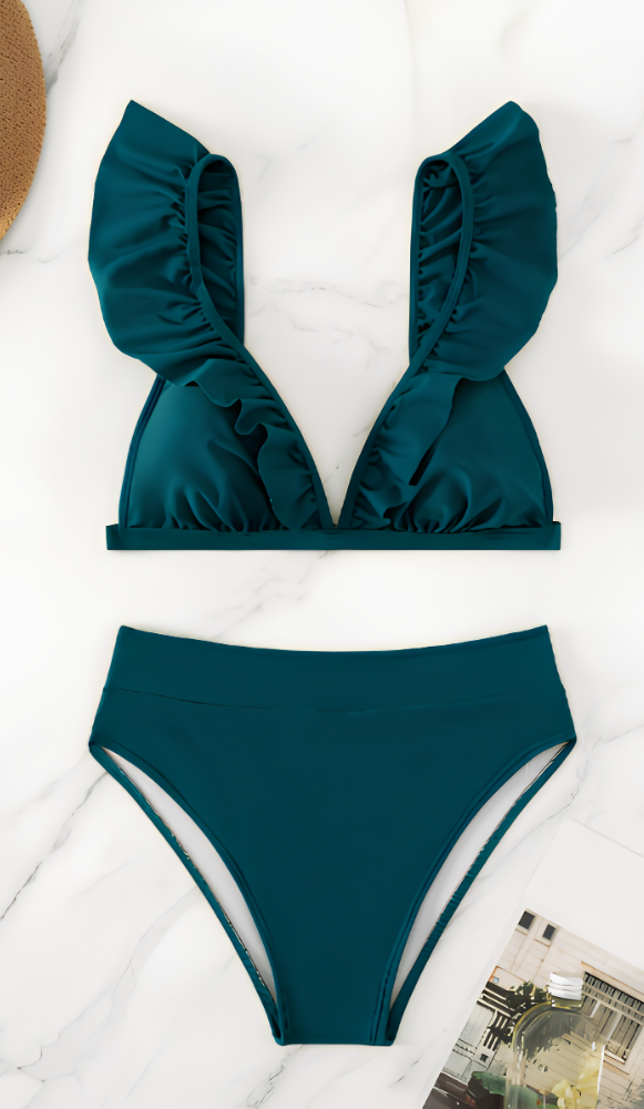 Hoge Taille Ruffle Bikini – Halter Zwembikini