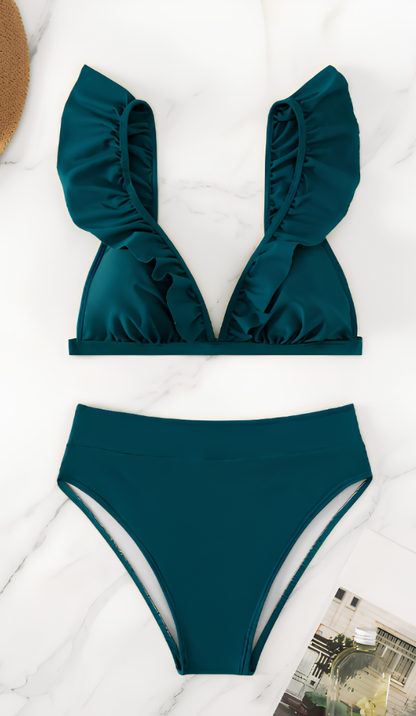 Hoge Taille Ruffle Bikini – Halter Zwembikini
