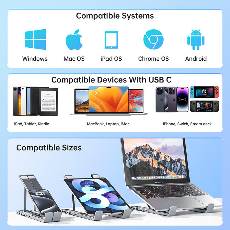 Voltique™ Opvouwbare Laptopstandaard met USB-Hub