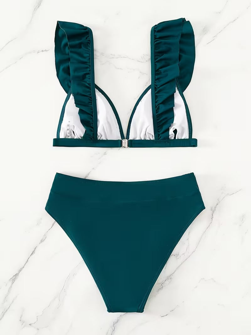 Hoge Taille Ruffle Bikini – Halter Zwembikini