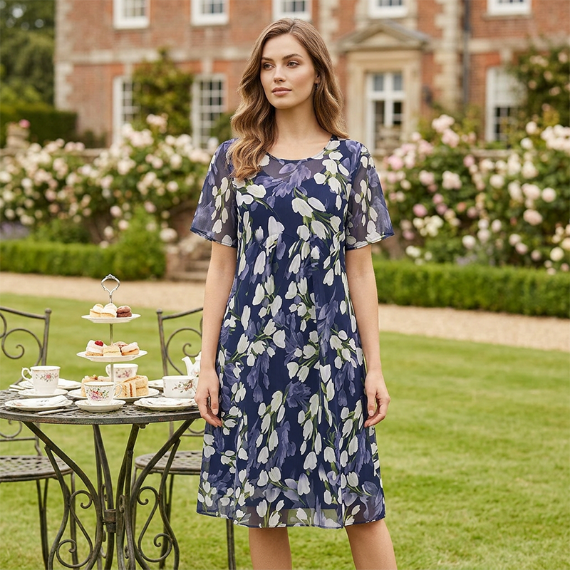 Amara™ Elegante Bloemenjurk met Knielengte